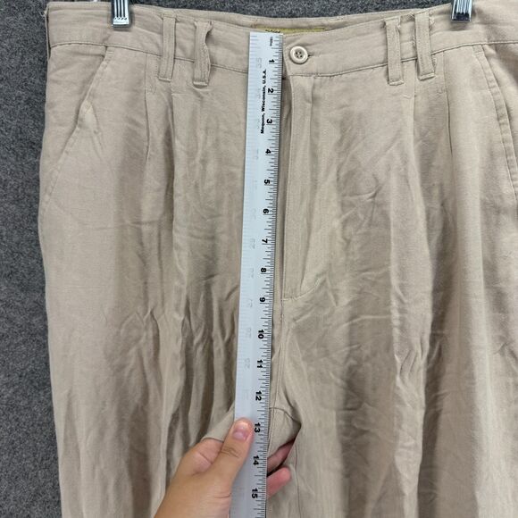 Outback Rider Dress Pants Men 34 Beige Mid Rise Pleated Straight Rayon Pockets - Picture 4 of 7